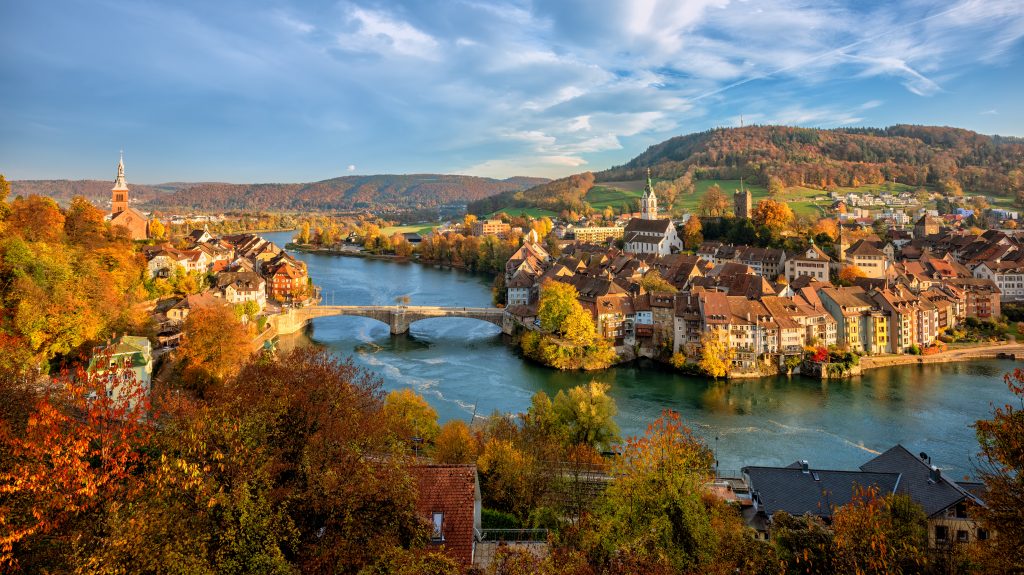 Laufenburg Old town on Rhine river, Switzerland - Germany border