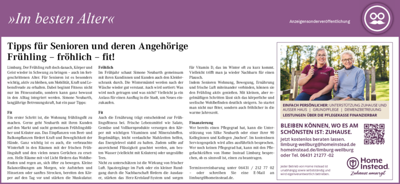 Tipps für Senioren und deren AngehörigeFrühling – fröhlich – fit!